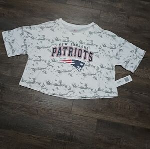 NFL New England Patriots Juniors Large 11/13 Tie Dye Crop T-Shirt New With Tags
